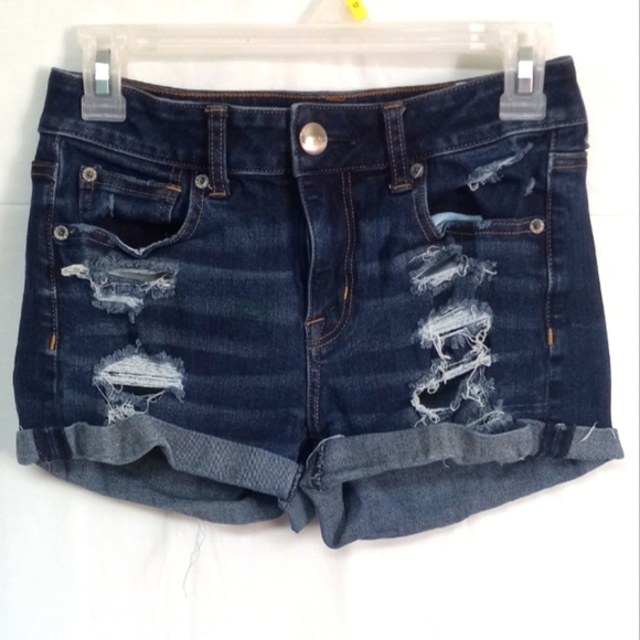 American Eagle Outfitters Pants - AMERICAN Eagle  360 Super Stretch  high rise shortie denim shorts womens sz 4